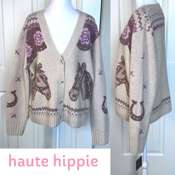 Haute Hippie Sweaters - Haute Hippie Horse Floral Horseshoe Cardigan Sz Large
Year of the Horse